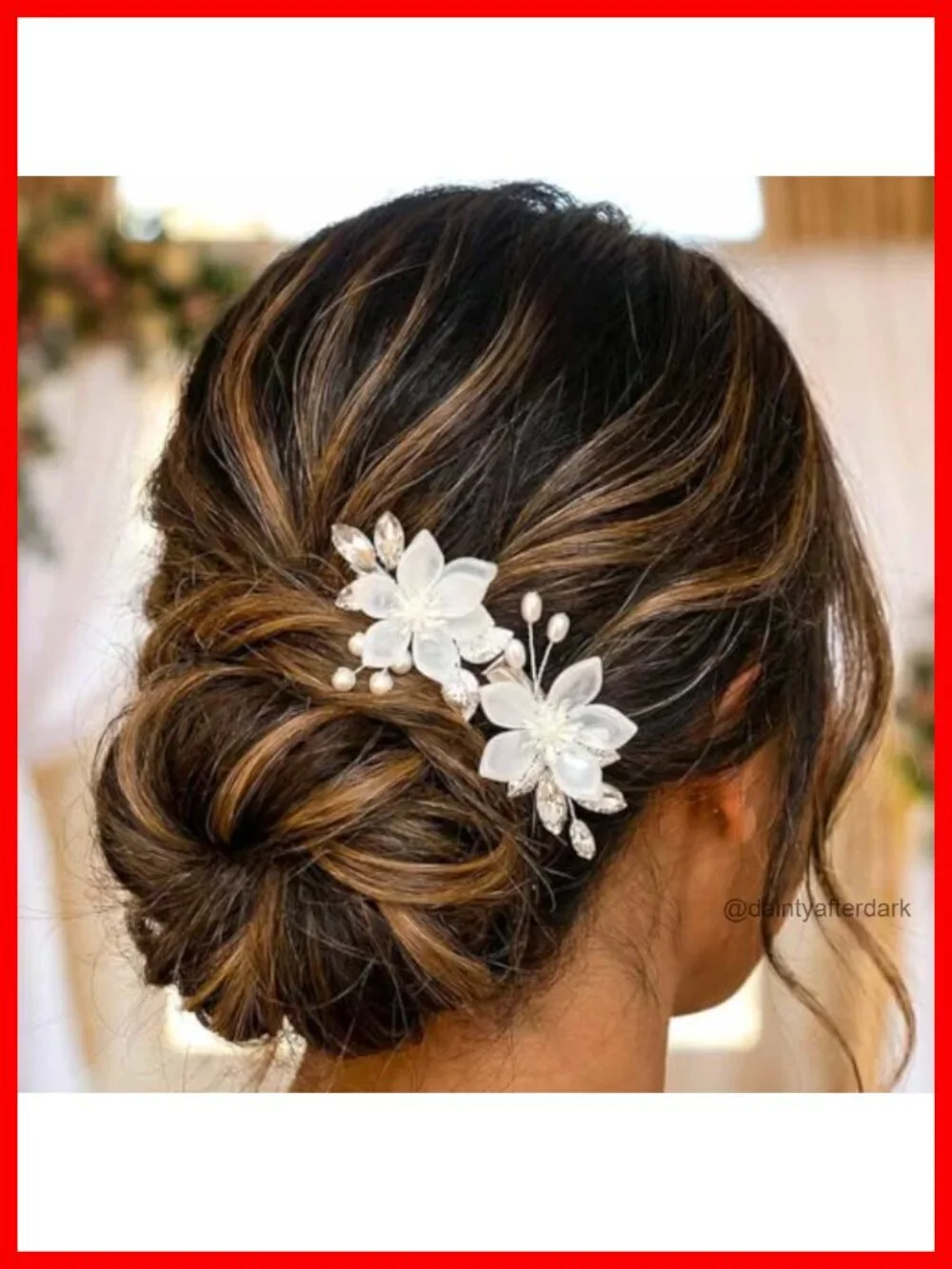 Silver Leaf Bridal Hair Barrette Pearl Flower Hair Clip Pack of 2